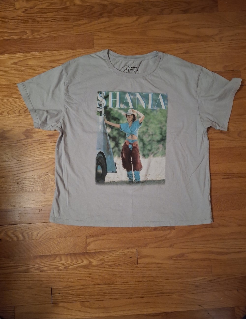 Shania Twain 100% Cotton Graphic Country Western Tee in Light Gray Women's Large